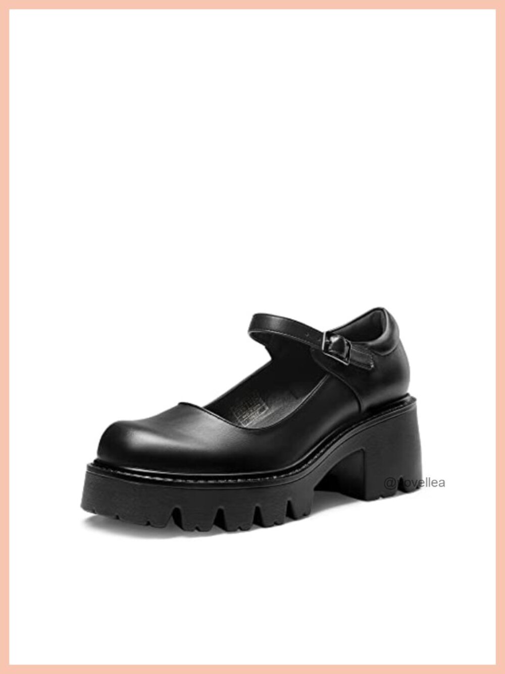 Women's Mary Jane Platform Pumps Block Heel Buckle Faux Leather